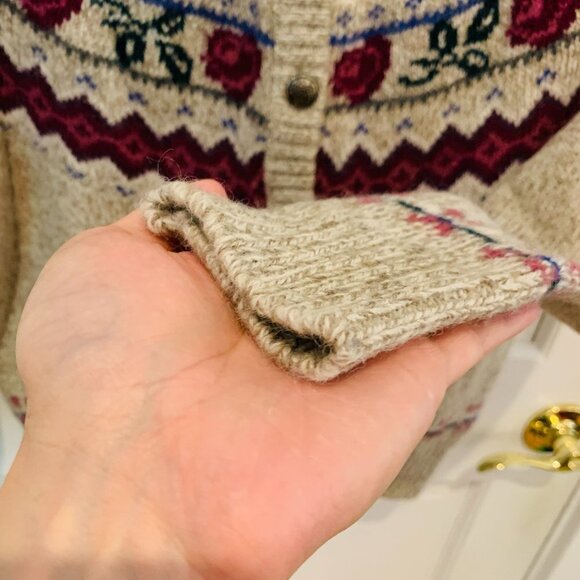 Vintage Eddie Bauer Norwegian Cardigan Sweater Norway Size Medium - Picture 7 of 10